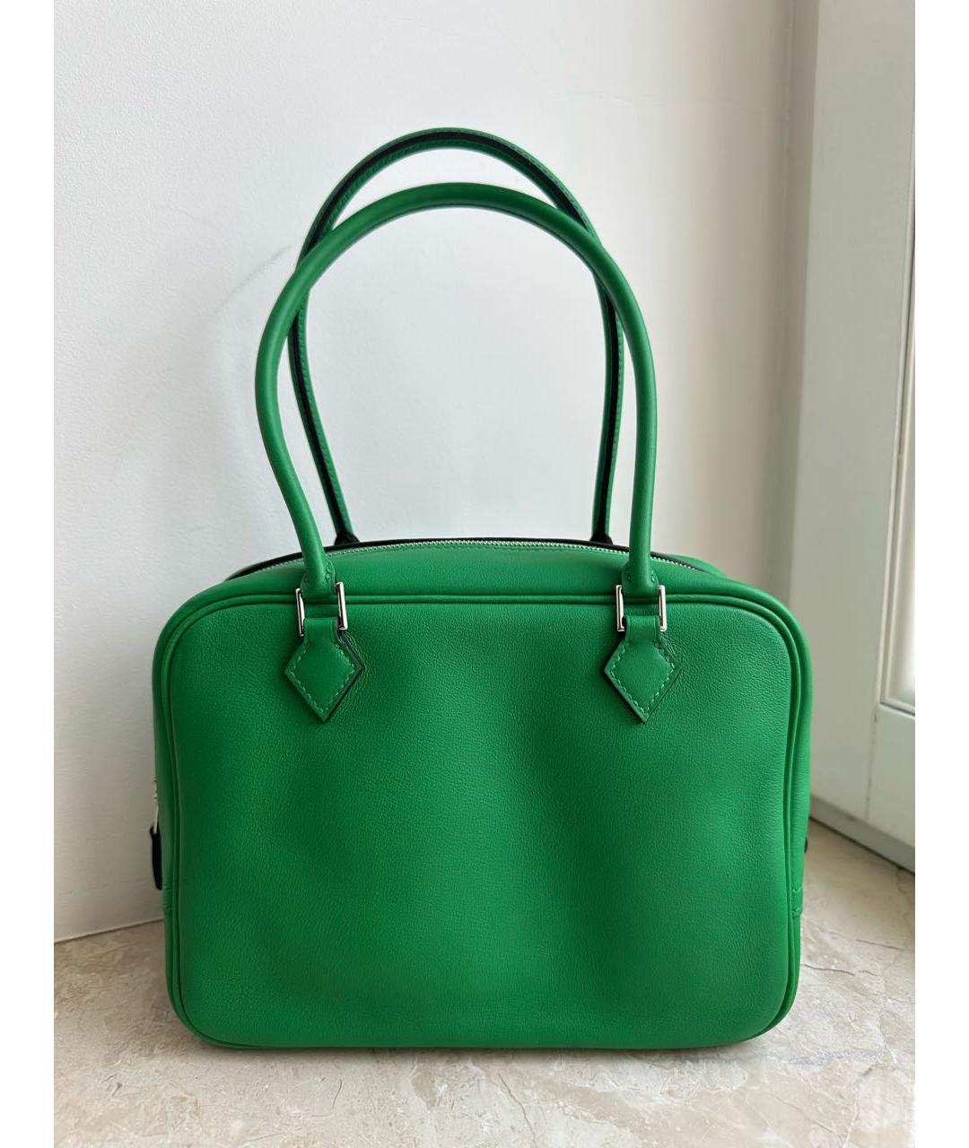 HERMES Зеленая кожаная сумка с короткими ручками, фото 5