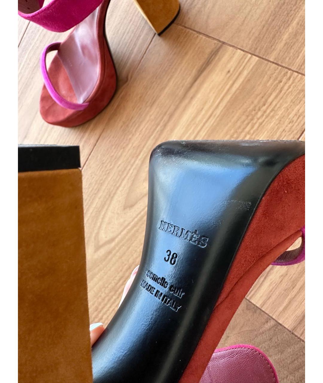 HERMES Мульти замшевые босоножки, фото 2