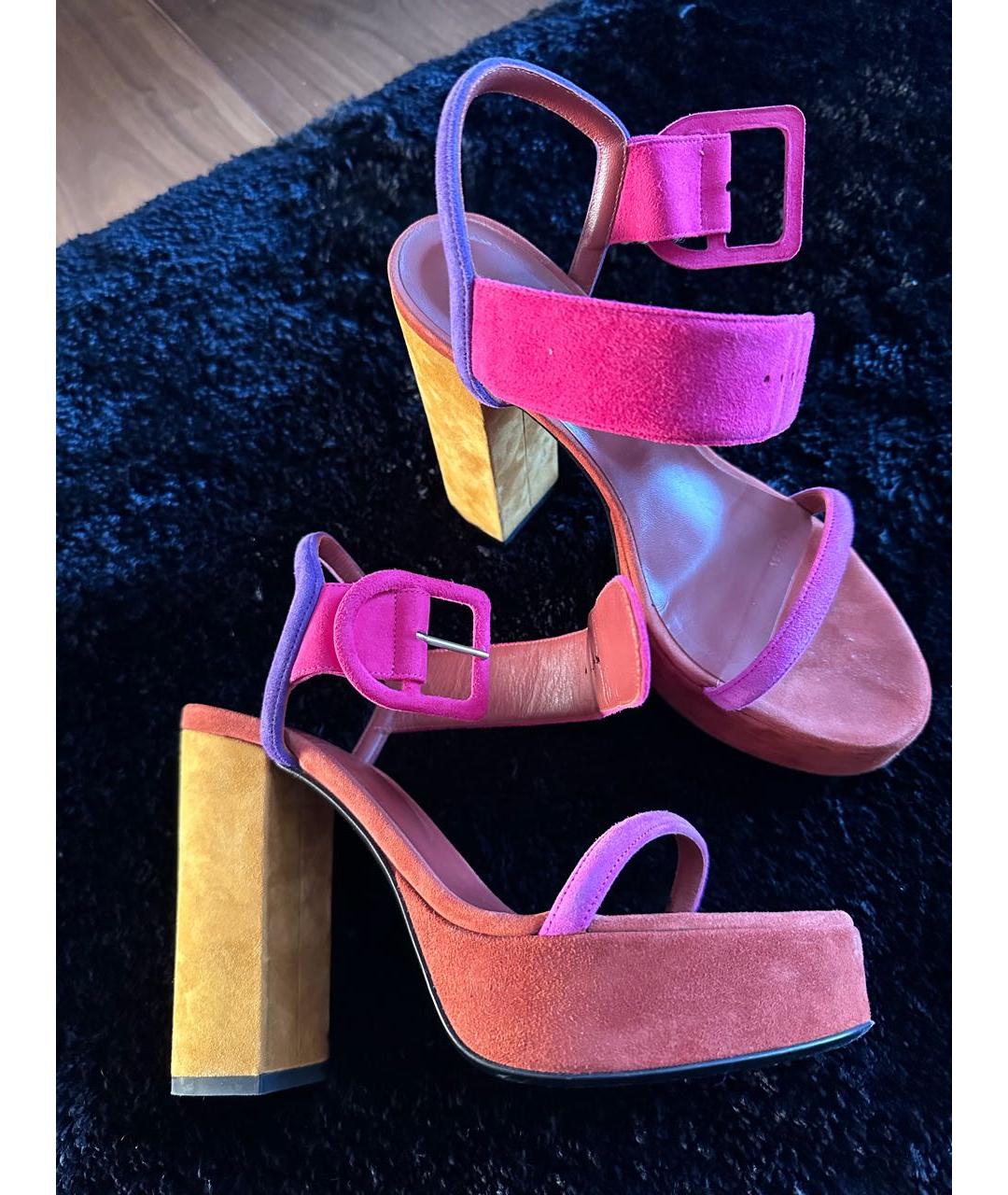 HERMES Мульти замшевые босоножки, фото 6