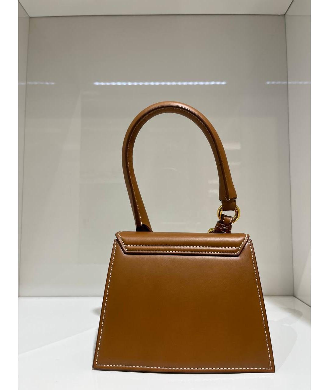 JACQUEMUS Коричневая кожаная сумка через плечо, фото 4