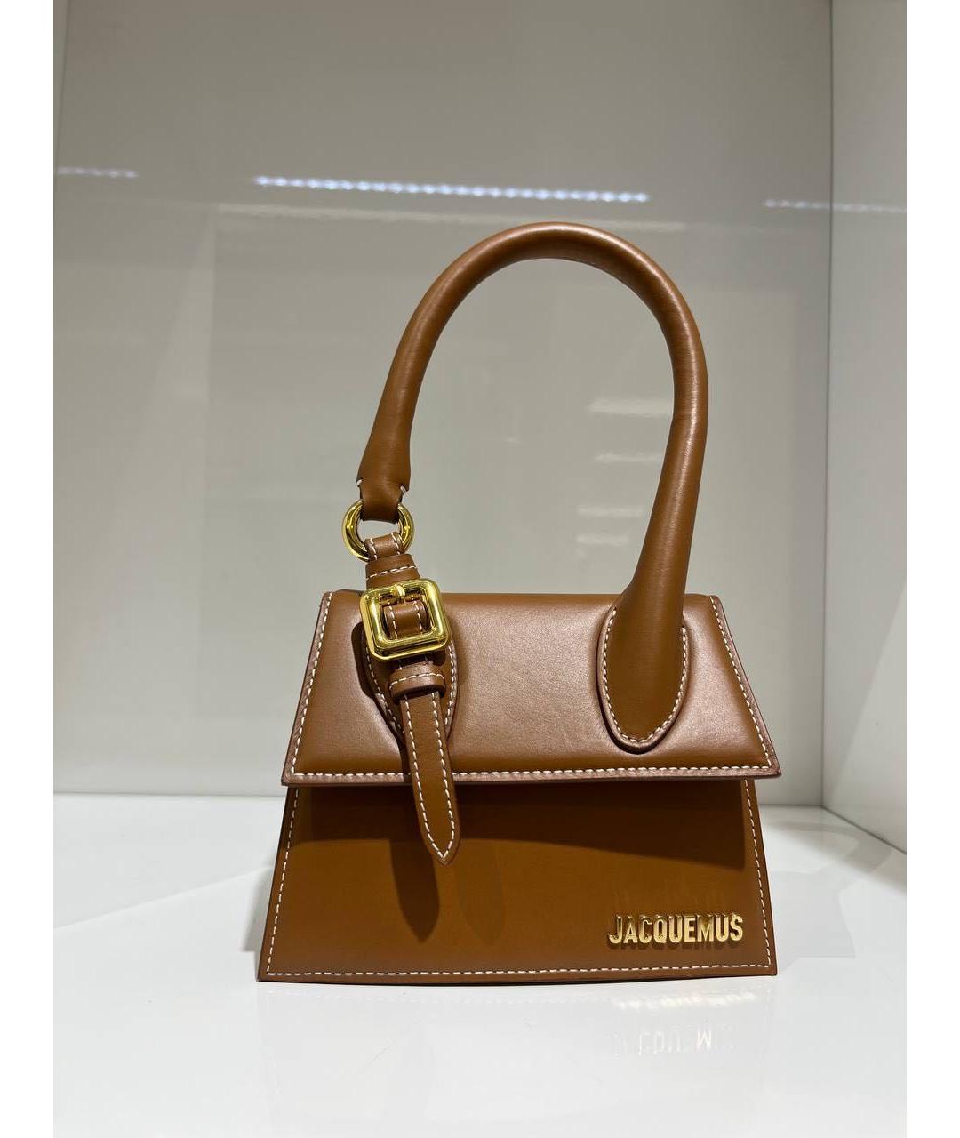 JACQUEMUS Коричневая кожаная сумка через плечо, фото 3
