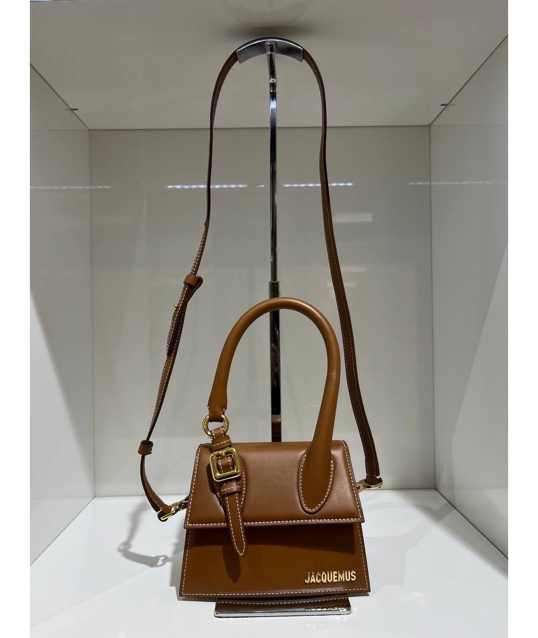 JACQUEMUS Коричневая кожаная сумка через плечо, фото 2