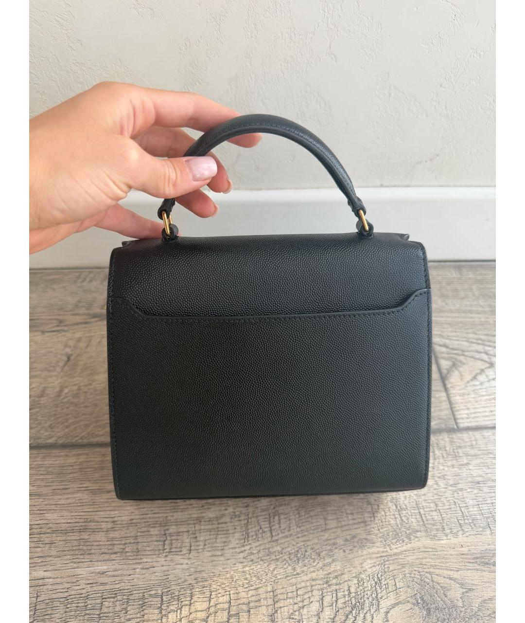 SAINT LAURENT Черная кожаная сумка с короткими ручками, фото 3