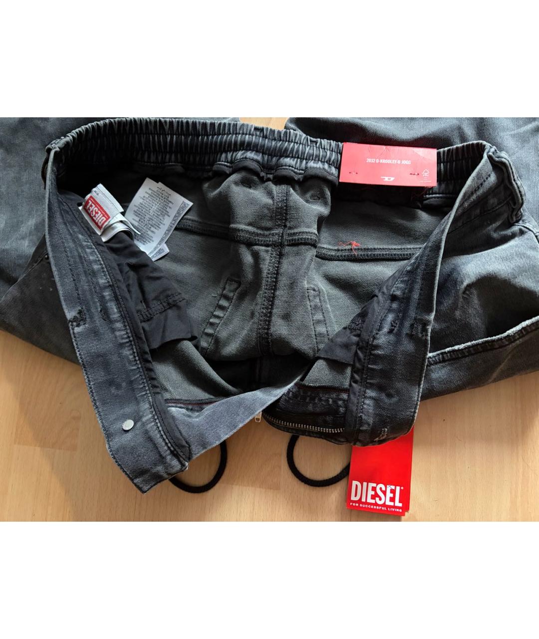 DIESEL Антрацитовые хлопко-лиоцелловые джинсы скинни, фото 3