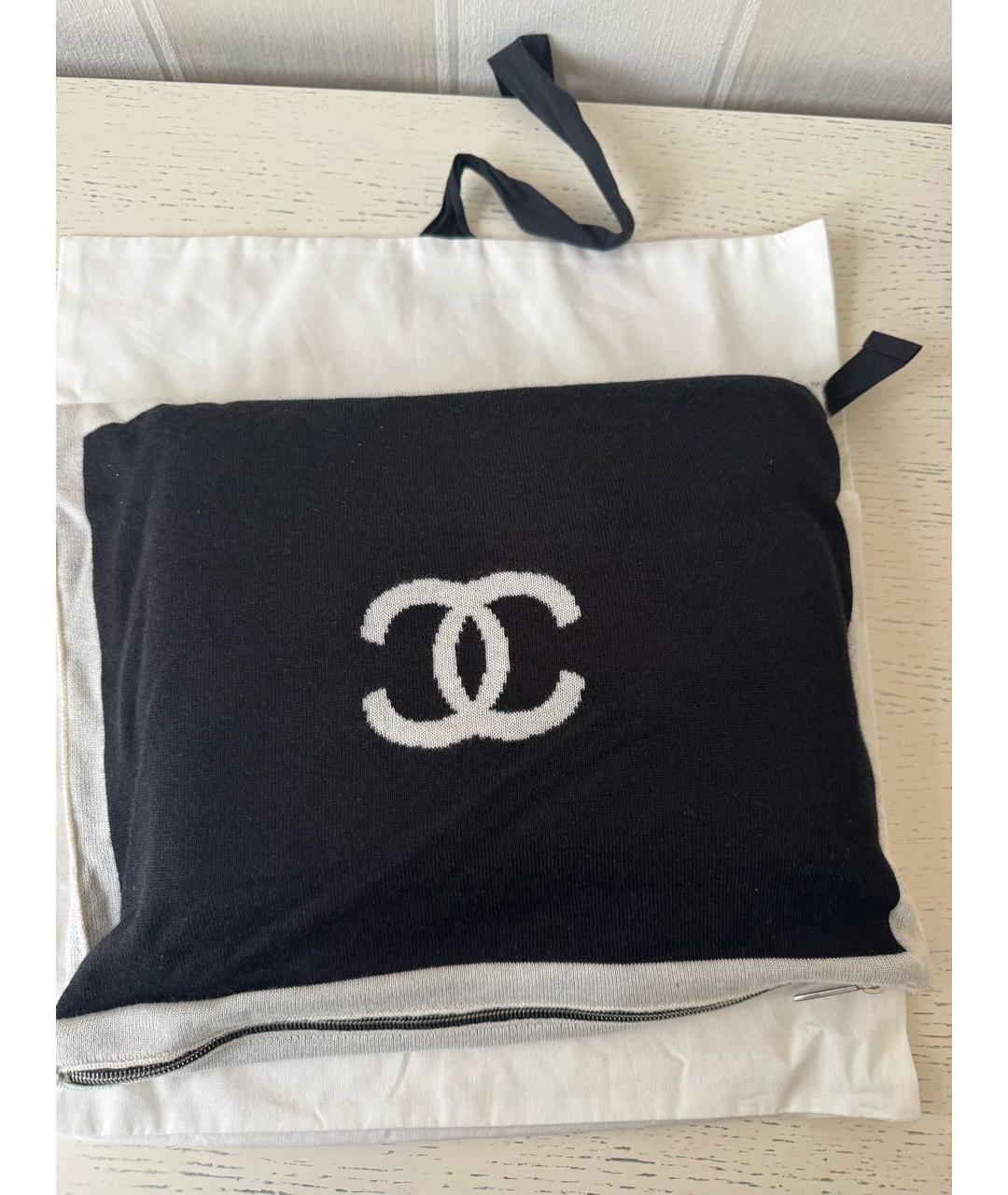 CHANEL Черный кашемировый шарф, фото 7