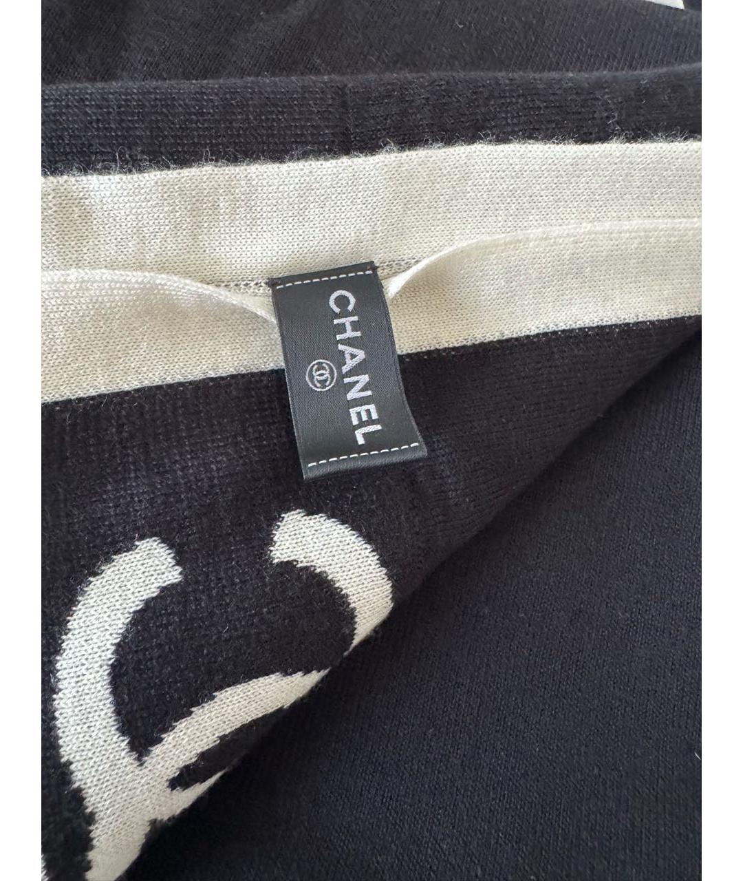 CHANEL Черный кашемировый шарф, фото 4