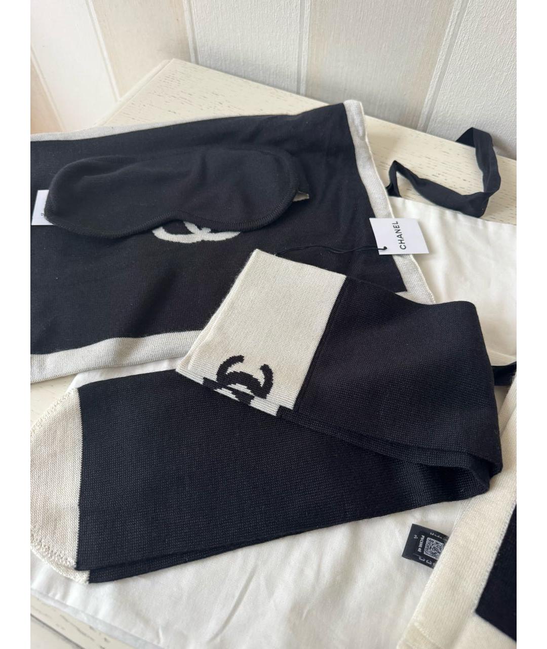 CHANEL Черный кашемировый шарф, фото 3
