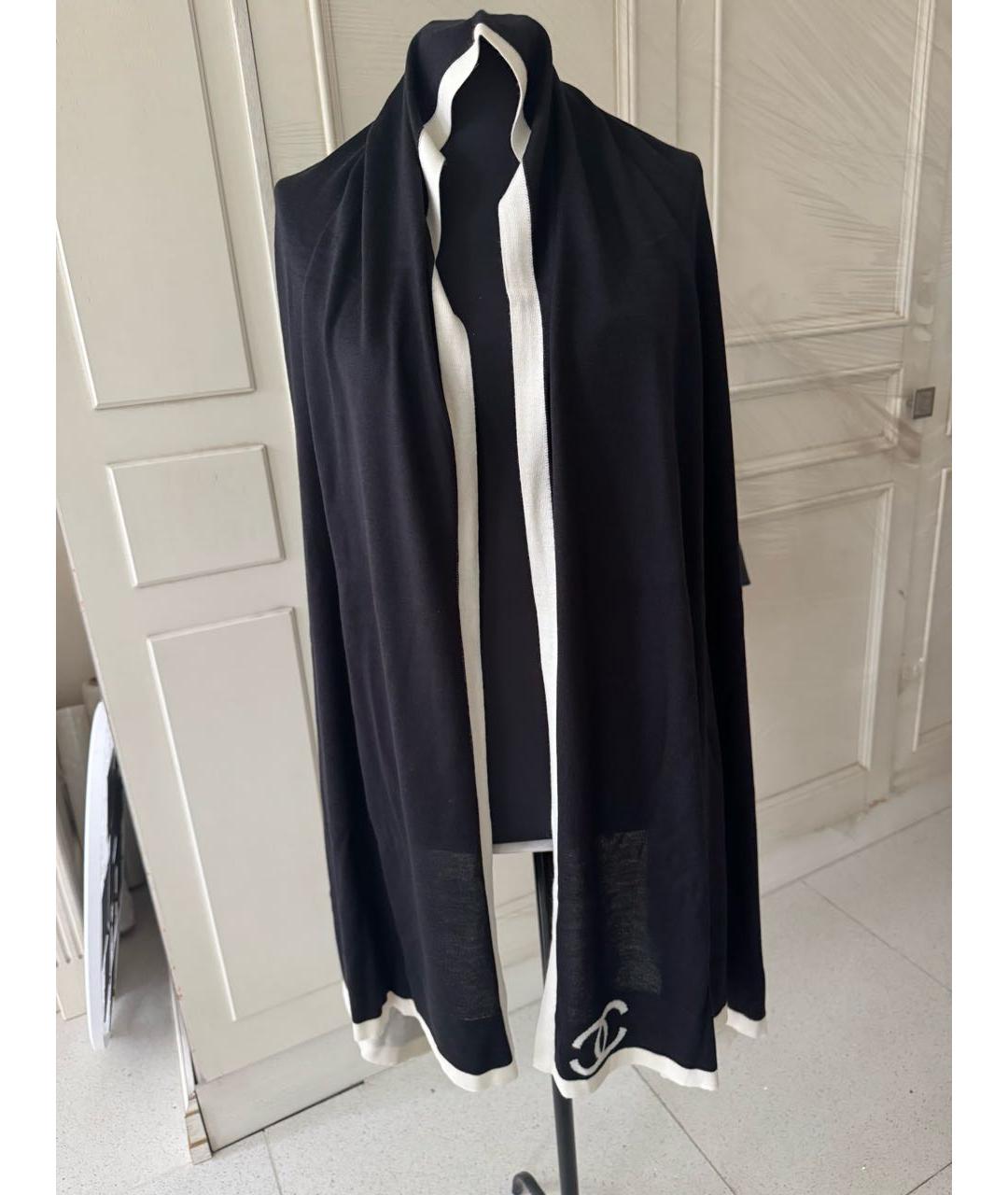 CHANEL Черный кашемировый шарф, фото 5