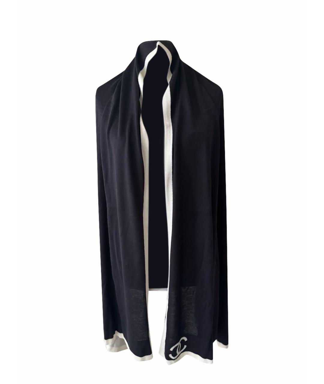 CHANEL Черный кашемировый шарф, фото 1