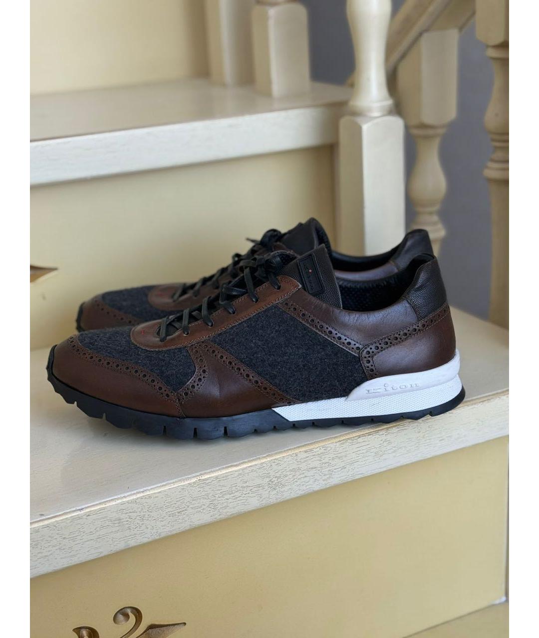 KITON Коричневые низкие кроссовки / кеды, фото 9