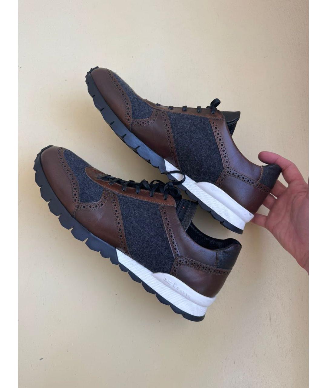 KITON Коричневые низкие кроссовки / кеды, фото 8