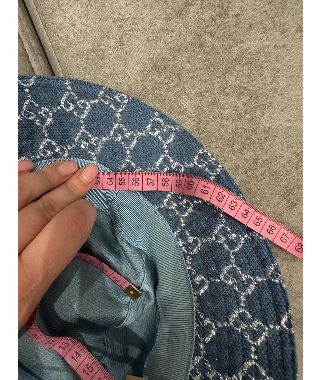 GUCCI Голубая хлопковая панама, фото 6