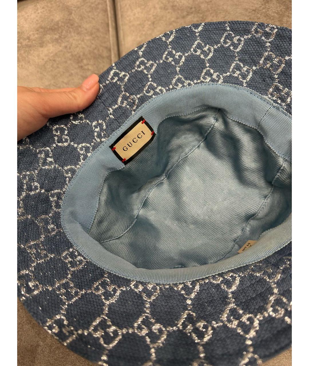 GUCCI Голубая хлопковая панама, фото 5