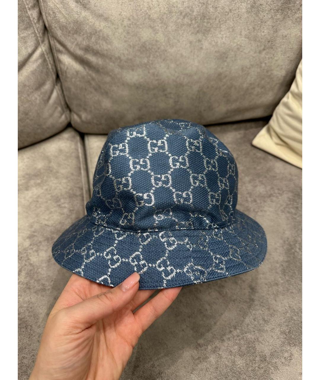GUCCI Голубая хлопковая панама, фото 7