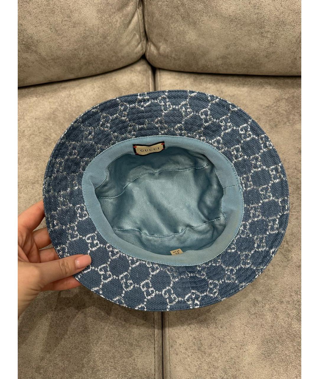 GUCCI Голубая хлопковая панама, фото 3