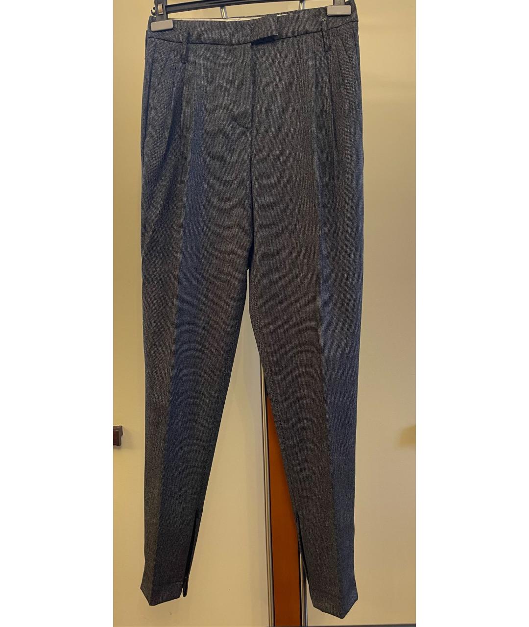 SPORTMAX Серые шерстяные прямые брюки, фото 8