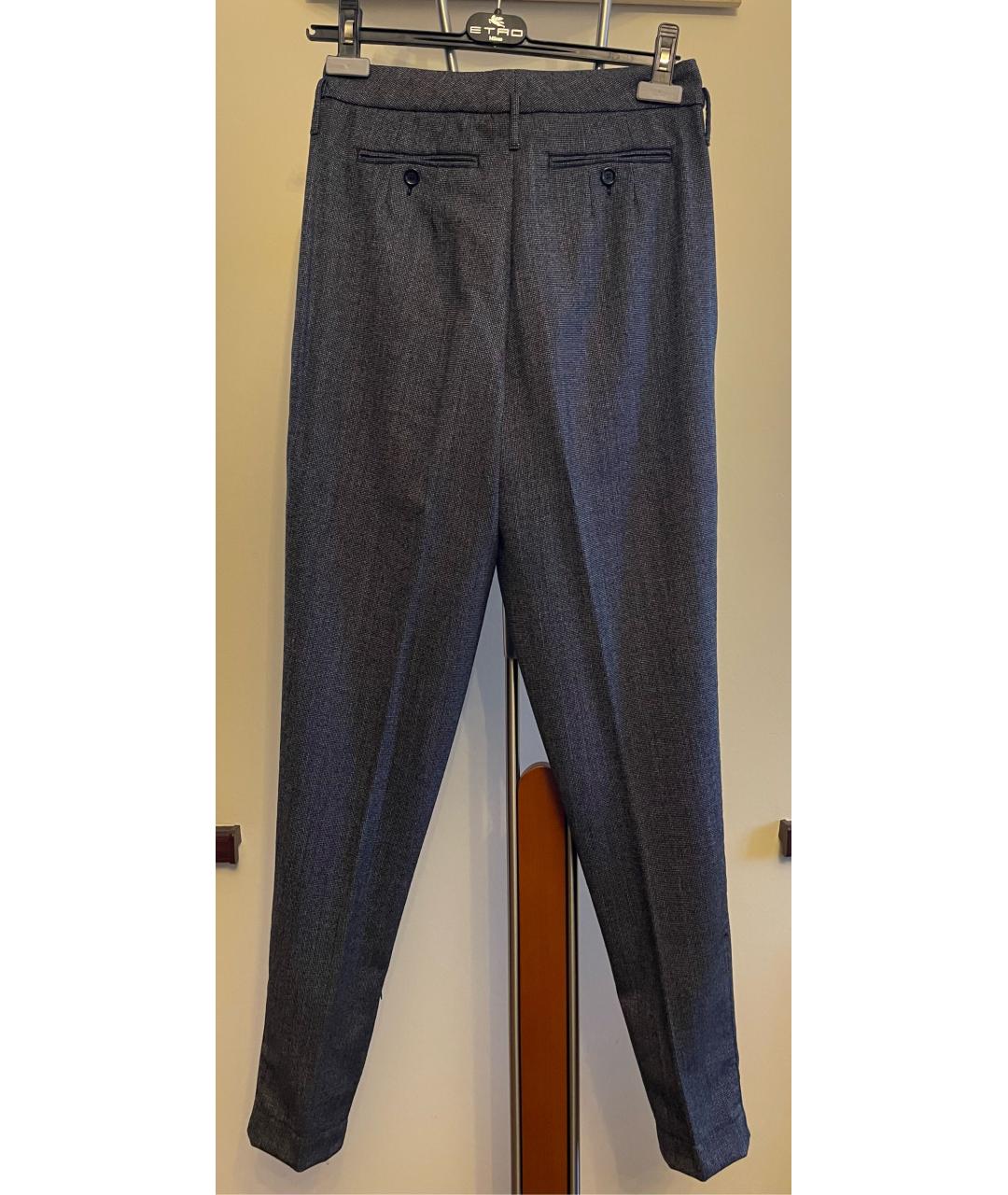 SPORTMAX Серые шерстяные прямые брюки, фото 2