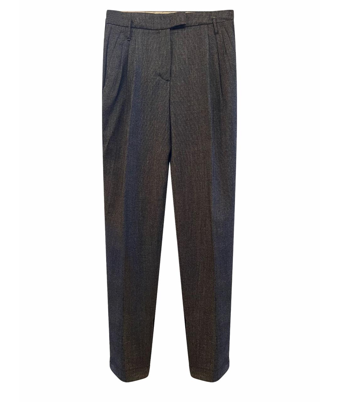 SPORTMAX Серые шерстяные прямые брюки, фото 1