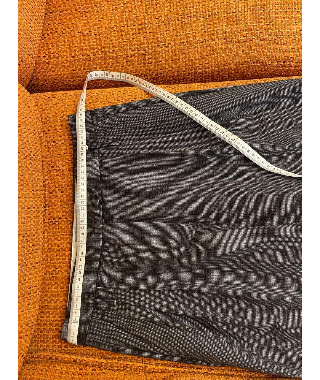 SPORTMAX Серые шерстяные прямые брюки, фото 5