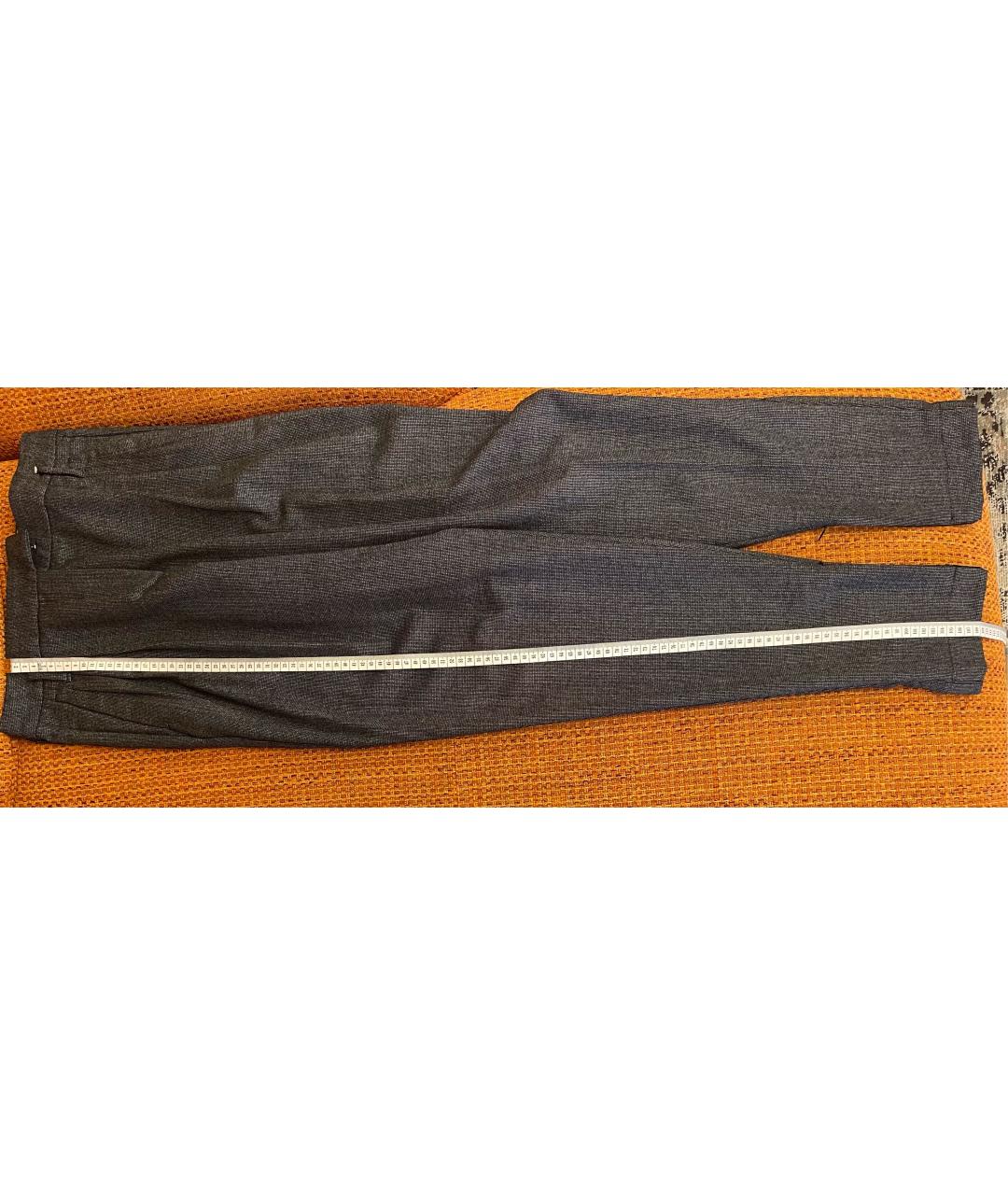 SPORTMAX Серые шерстяные прямые брюки, фото 7