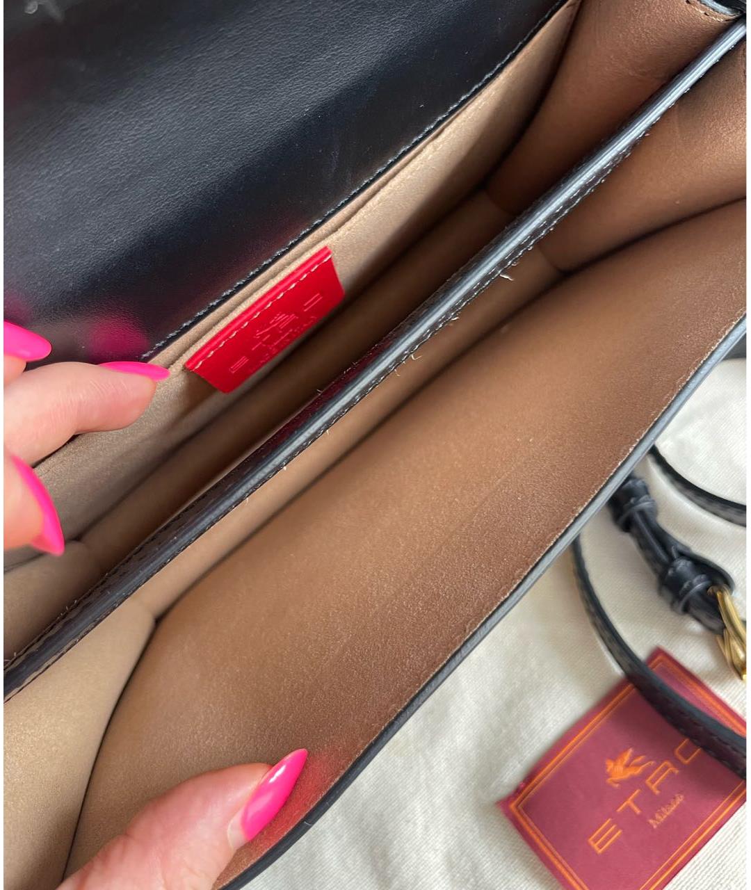 ETRO Черная кожаная сумка через плечо, фото 4