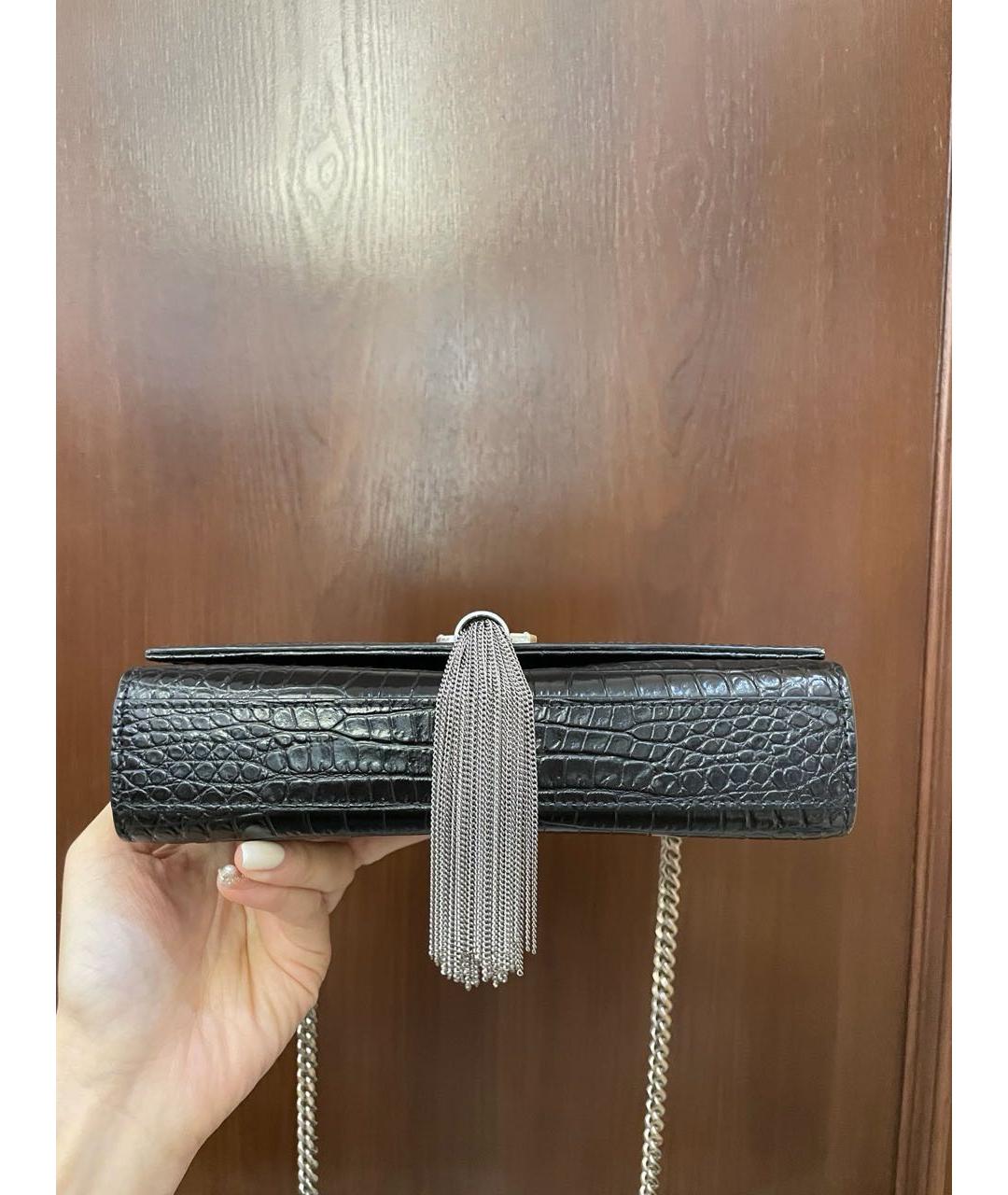 SAINT LAURENT Черная кожаная сумка через плечо, фото 5