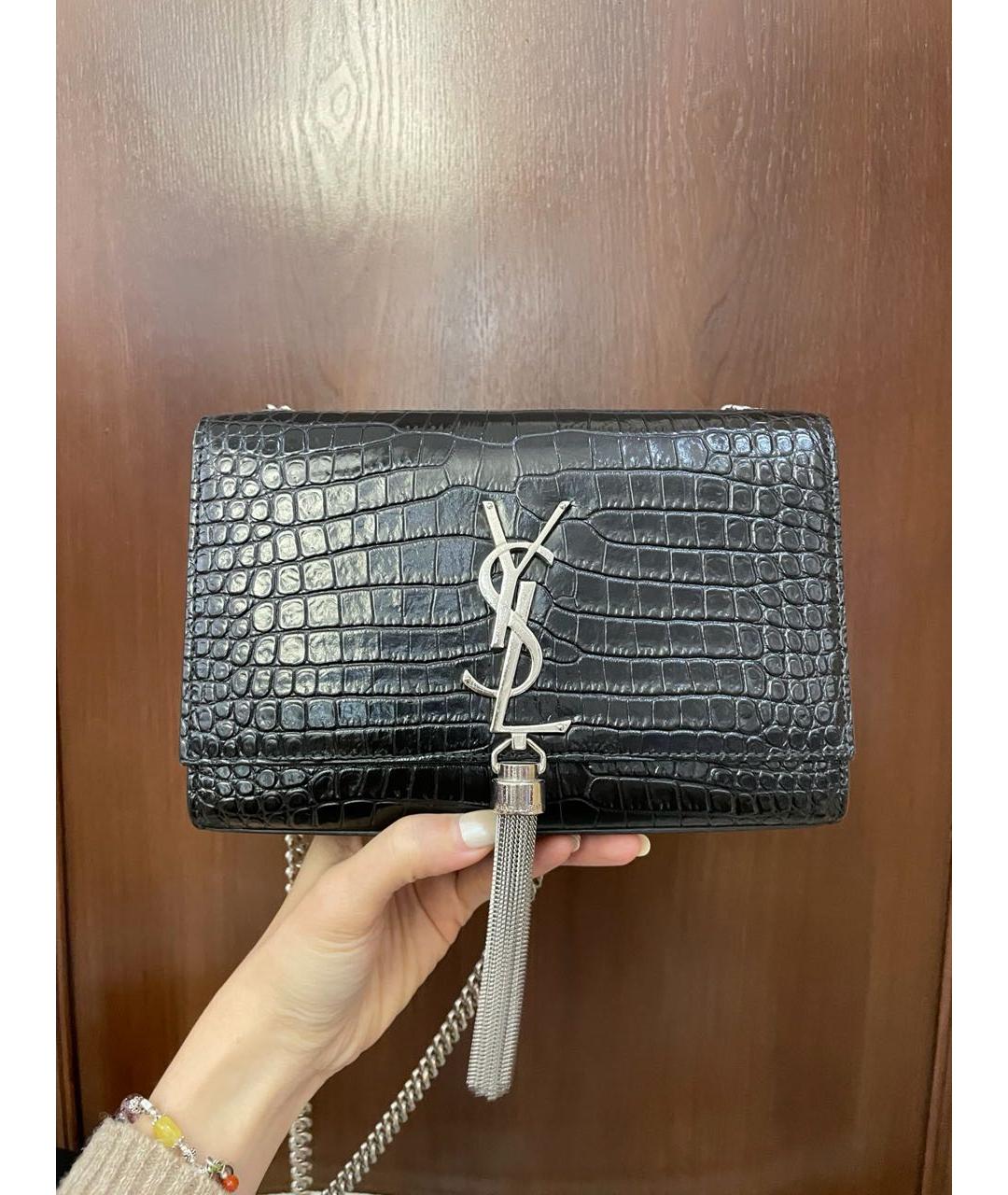 SAINT LAURENT Черная кожаная сумка через плечо, фото 3