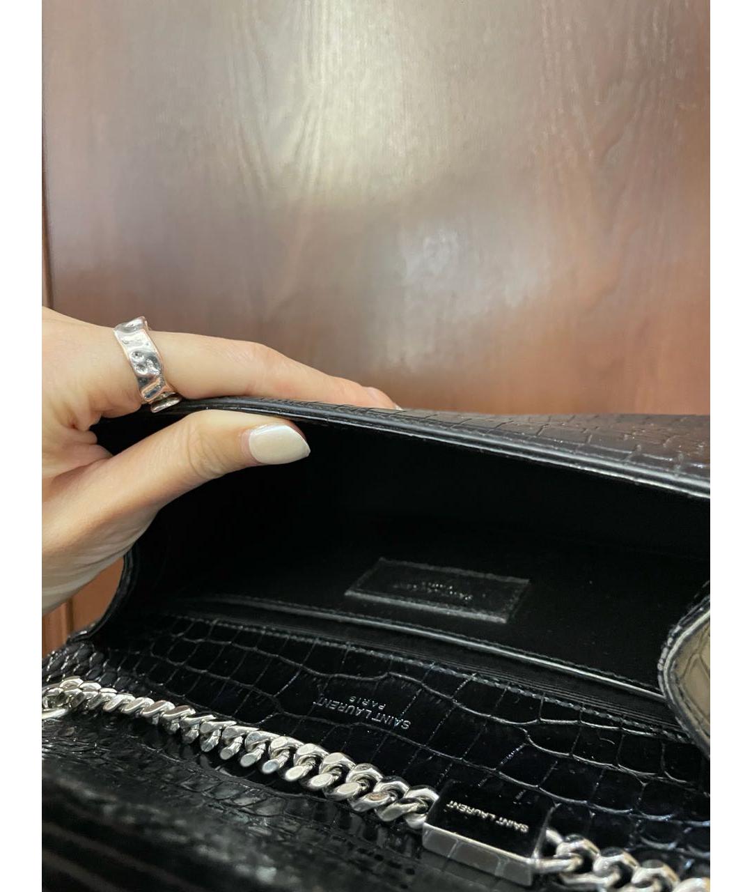 SAINT LAURENT Черная кожаная сумка через плечо, фото 8