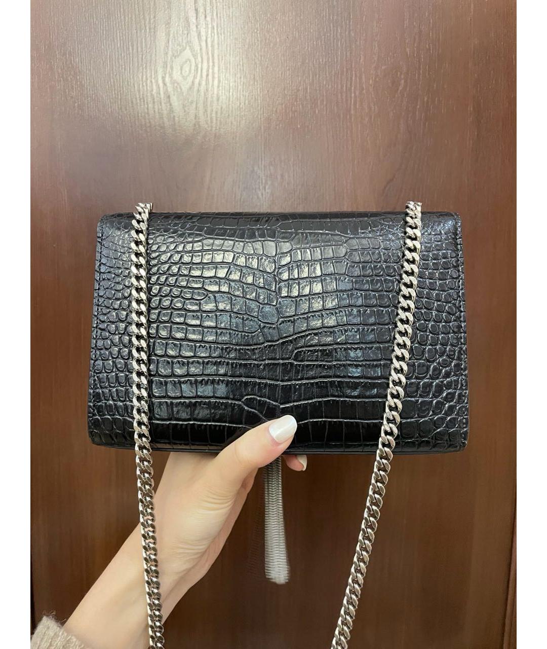 SAINT LAURENT Черная кожаная сумка через плечо, фото 4