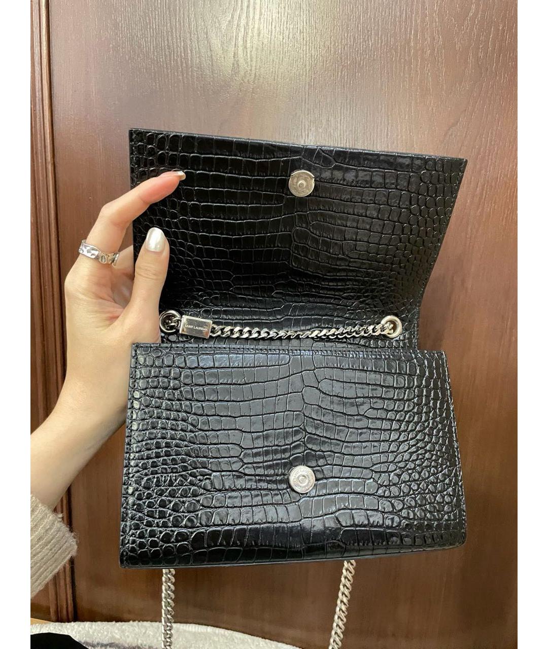 SAINT LAURENT Черная кожаная сумка через плечо, фото 7