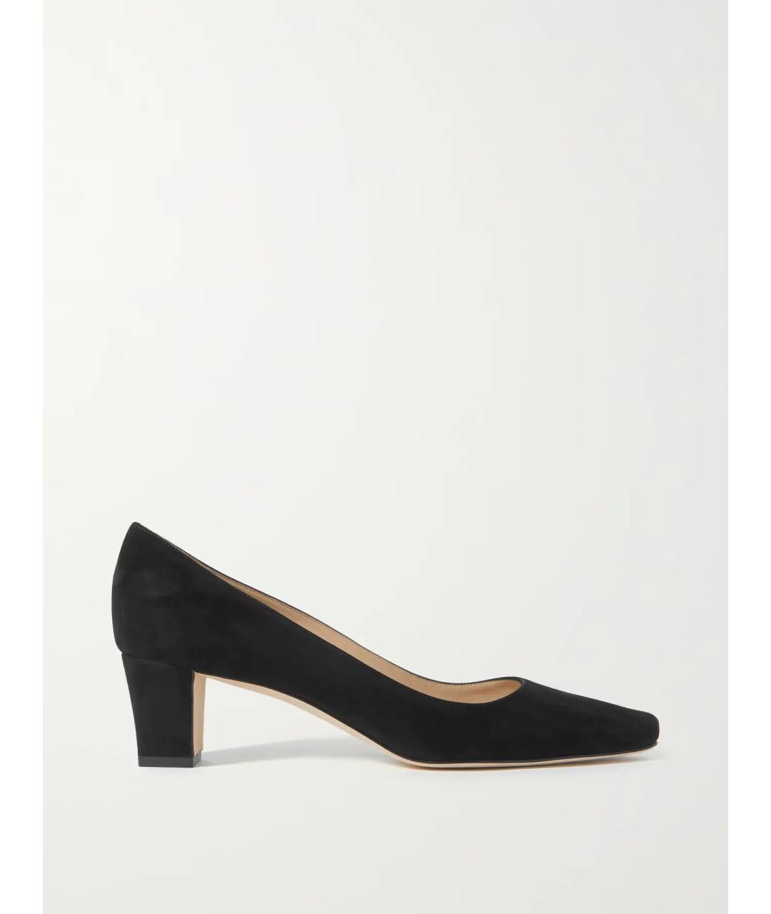 MANOLO BLAHNIK Черные замшевые лодочки на низком каблуке, фото 5