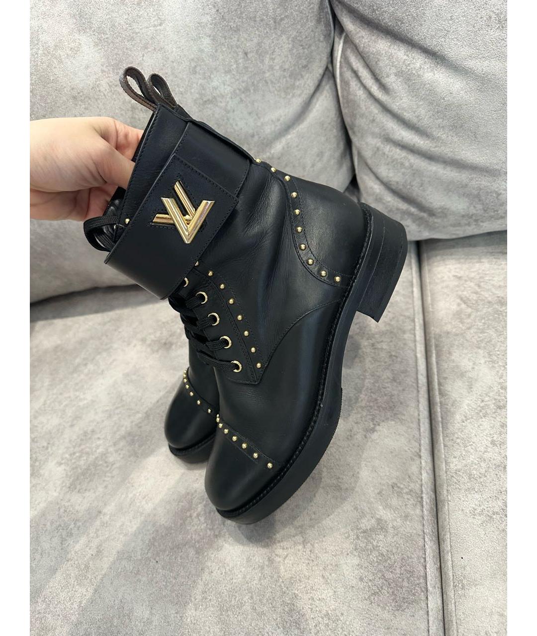 LOUIS VUITTON Черные кожаные ботинки, фото 3