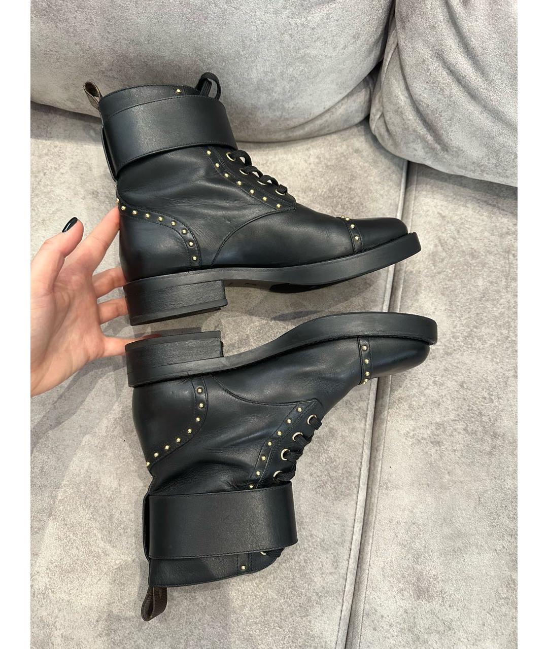 LOUIS VUITTON Черные кожаные ботинки, фото 5