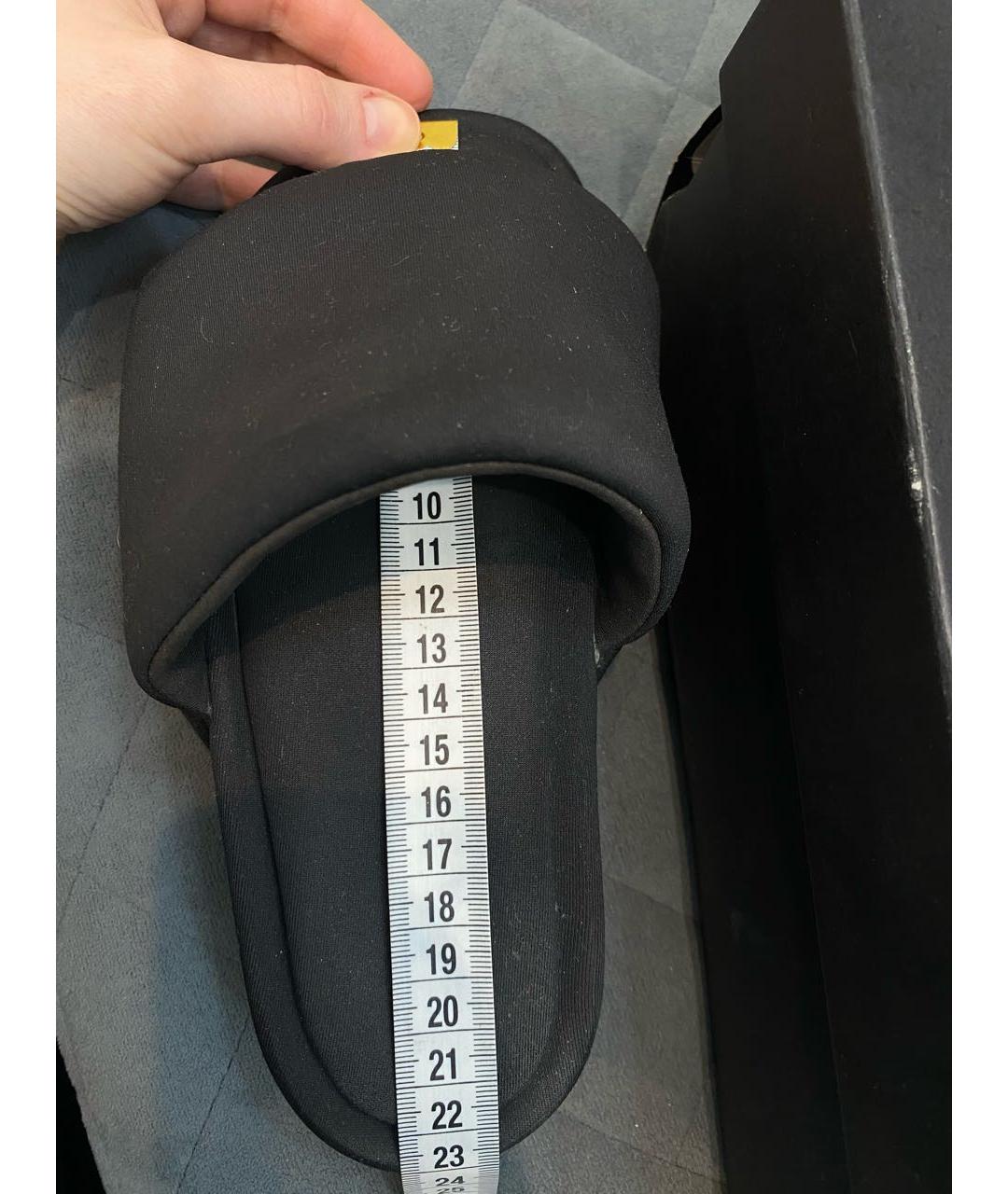 Y-3 Черные текстильные шлепанцы, фото 6