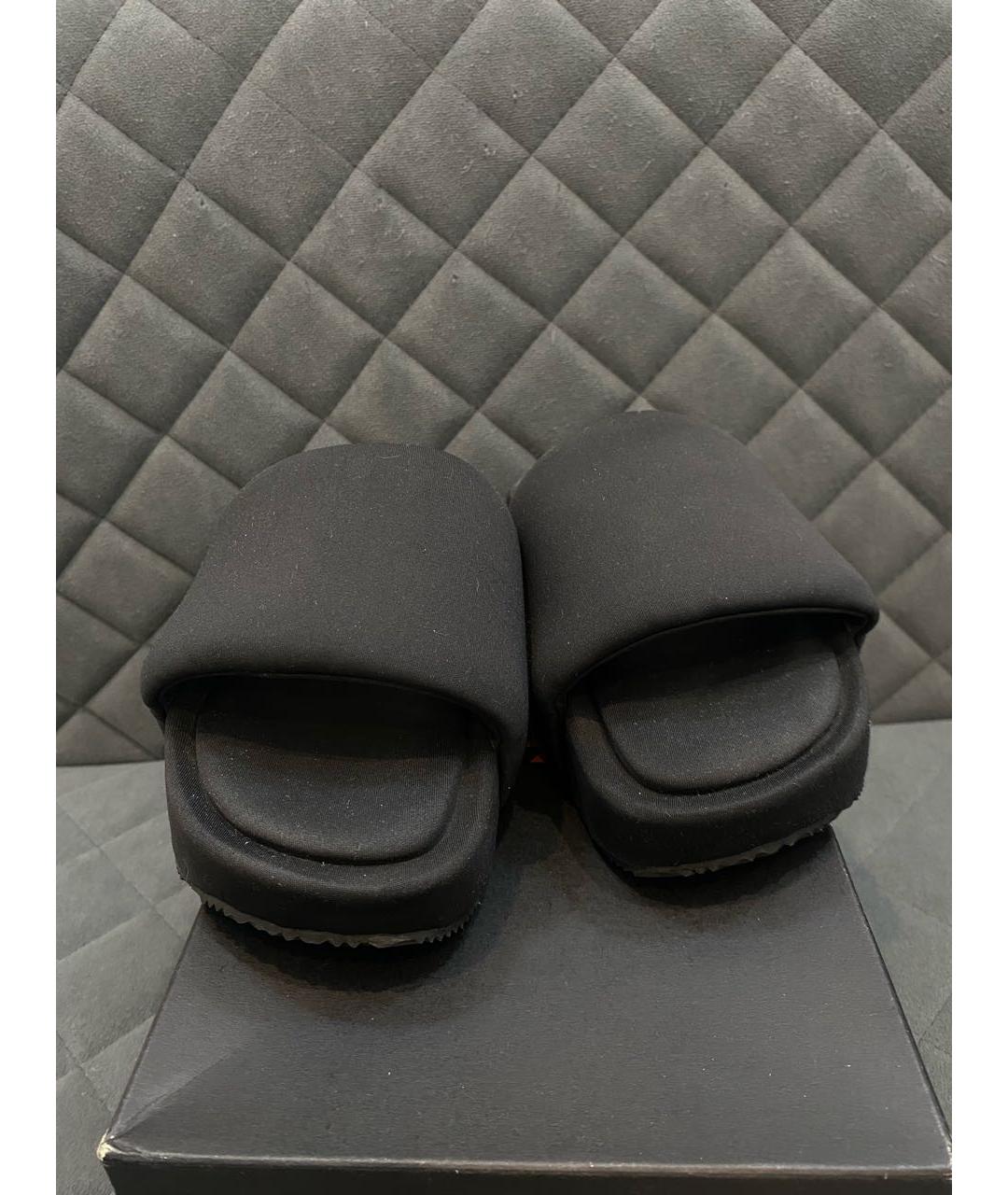 Y-3 Черные текстильные шлепанцы, фото 2