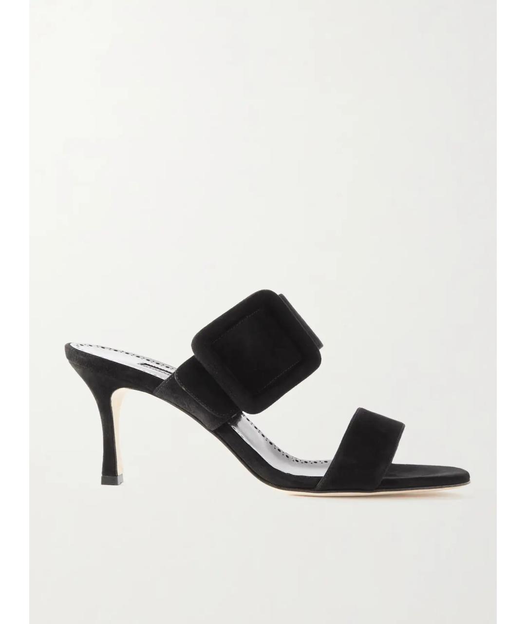 MANOLO BLAHNIK Черные замшевые мюли, фото 5