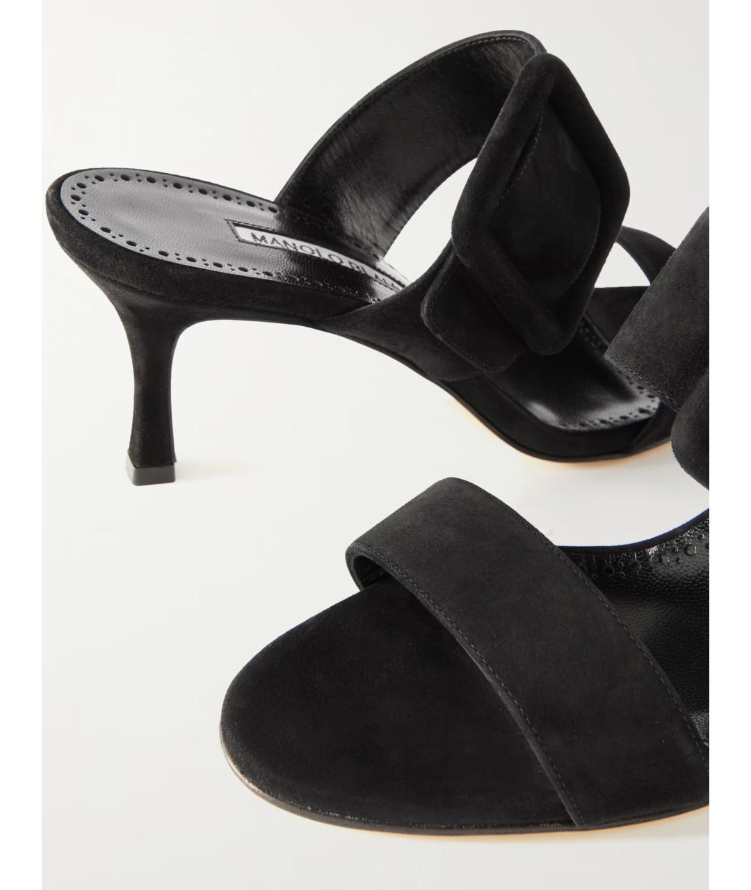 MANOLO BLAHNIK Черные замшевые мюли, фото 4