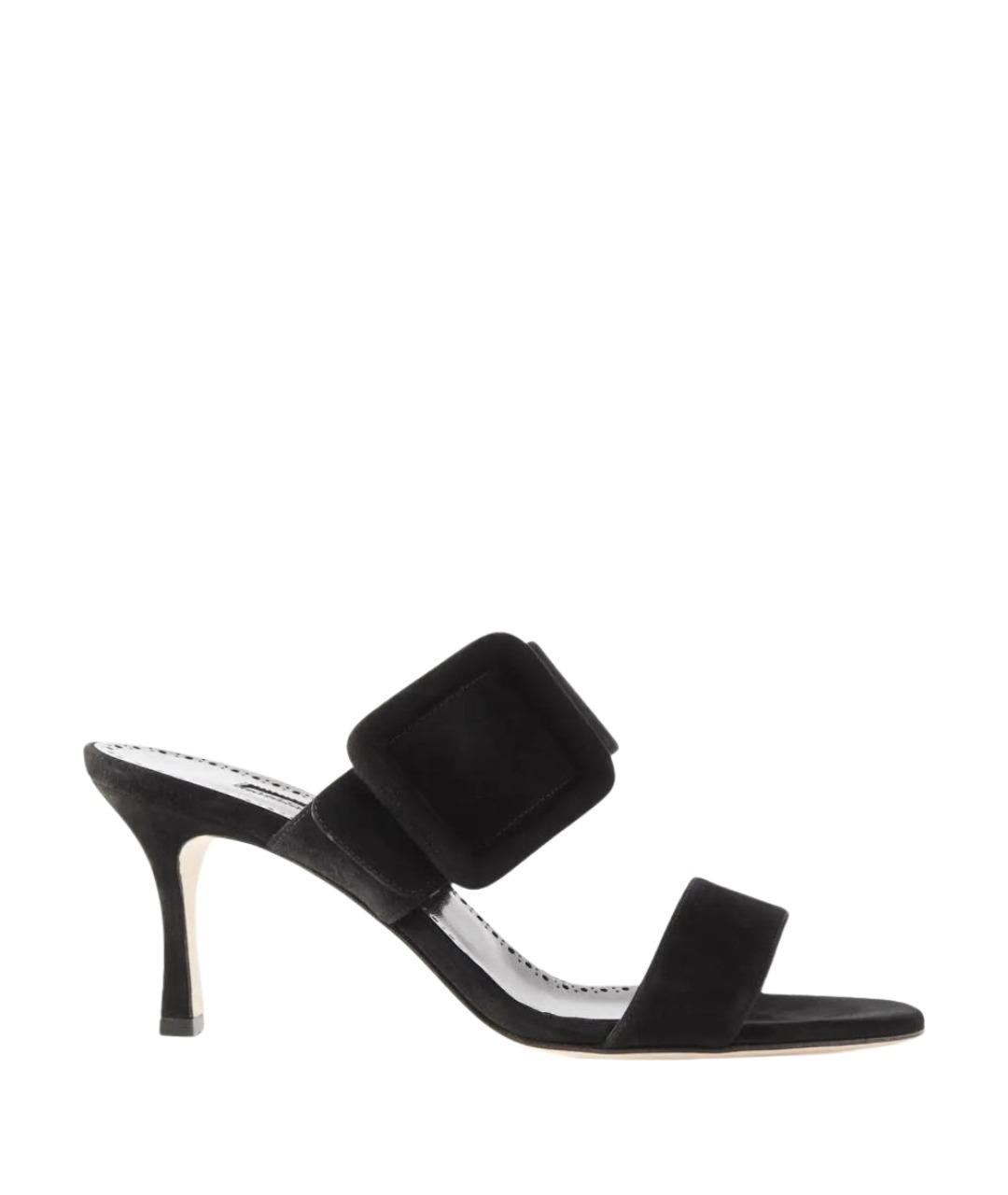 MANOLO BLAHNIK Черные замшевые мюли, фото 1