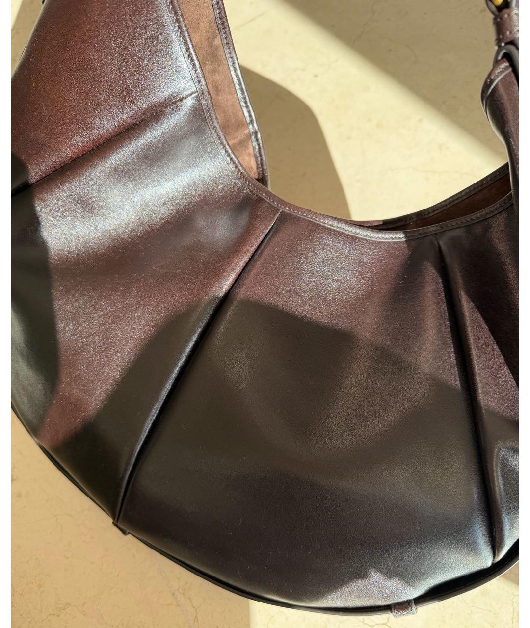 SAINT LAURENT Коричневая кожаная сумка с короткими ручками, фото 5