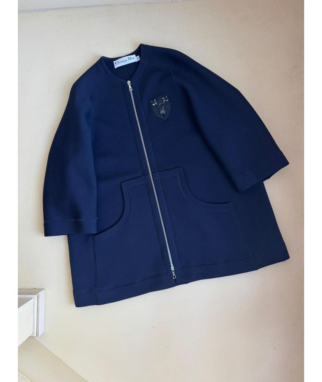 CHRISTIAN DIOR Синее шерстяное пальто, фото 8