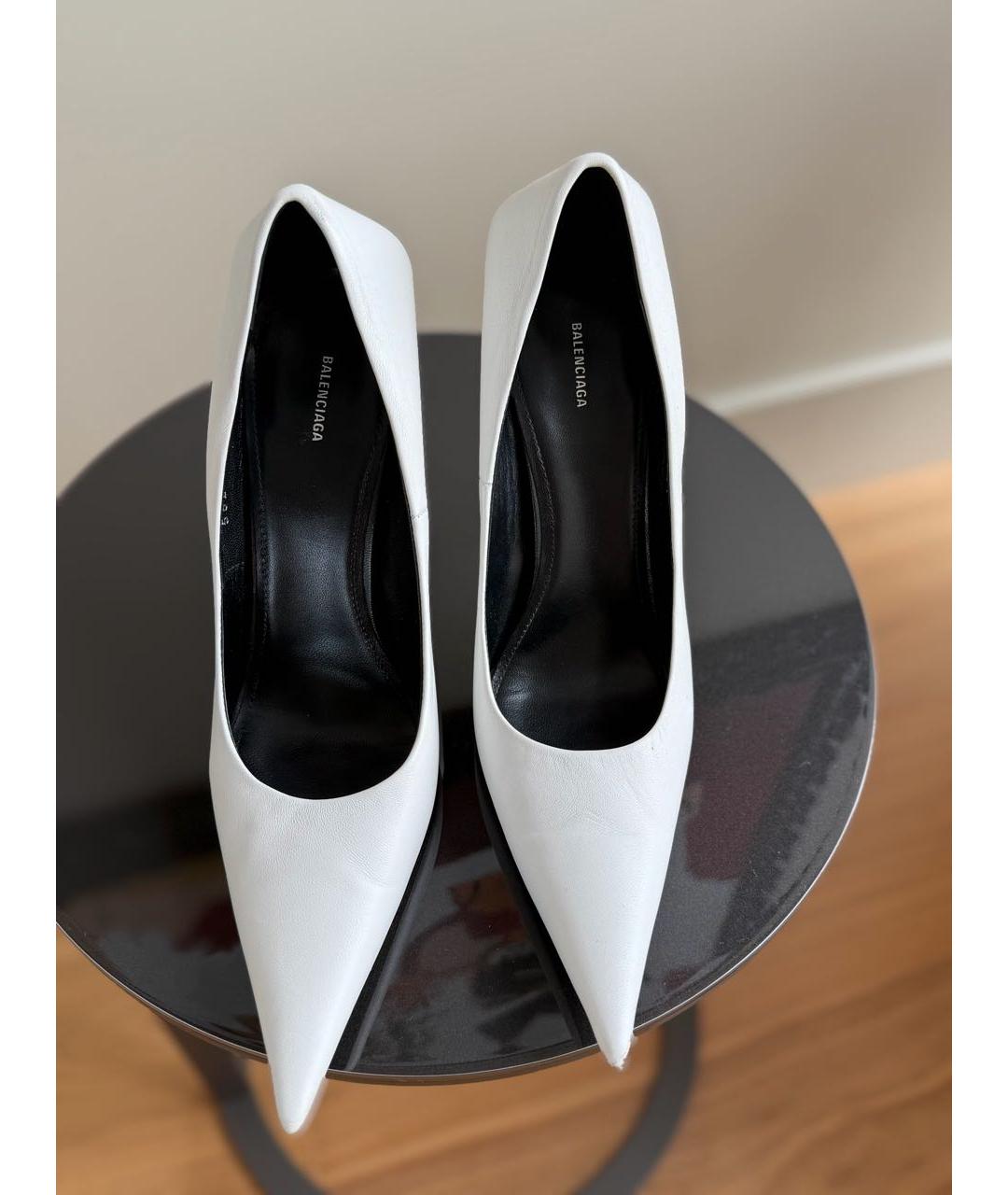 BALENCIAGA Белые кожаные туфли, фото 6