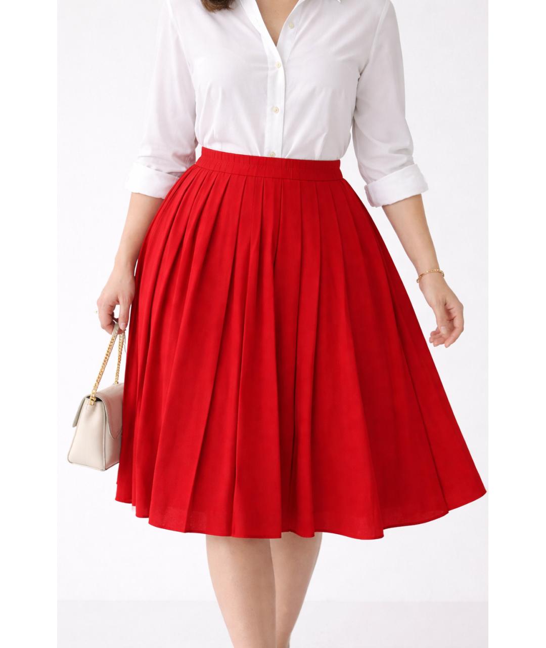 YVES SAINT LAURENT BEAUTY Красная шерстяная юбка миди, фото 5