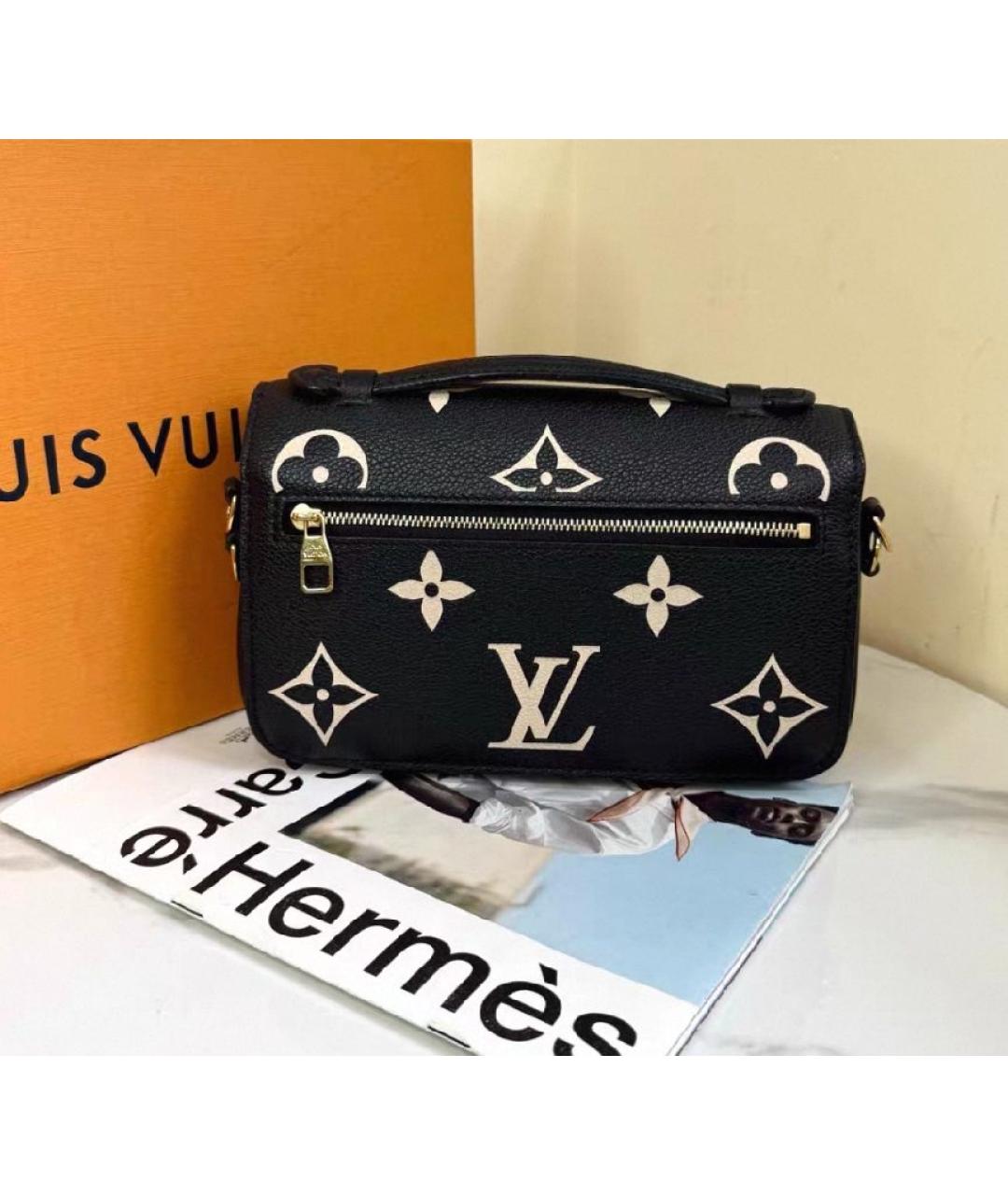 LOUIS VUITTON Черная кожаная сумка с короткими ручками, фото 3