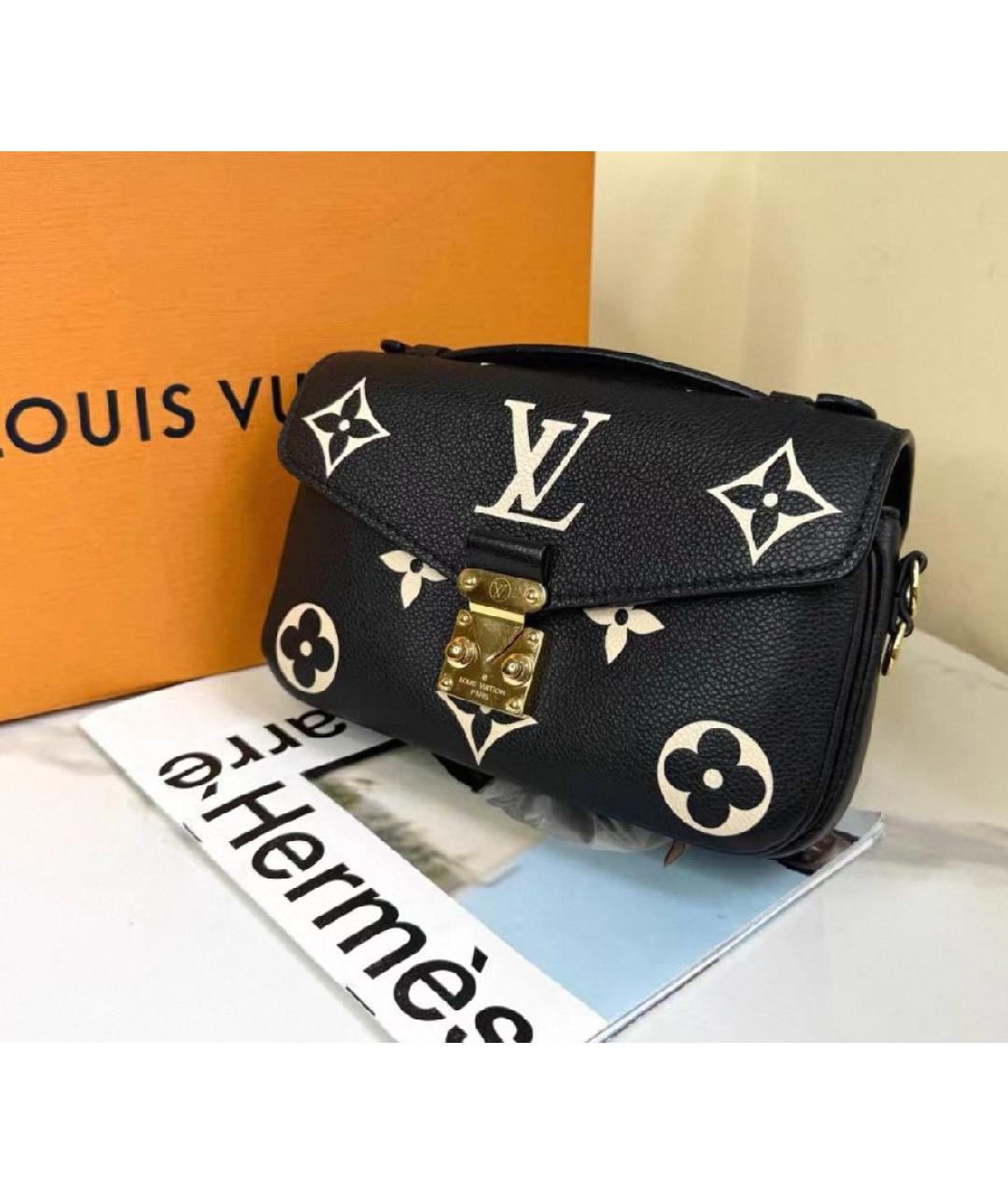 LOUIS VUITTON Черная кожаная сумка с короткими ручками, фото 2