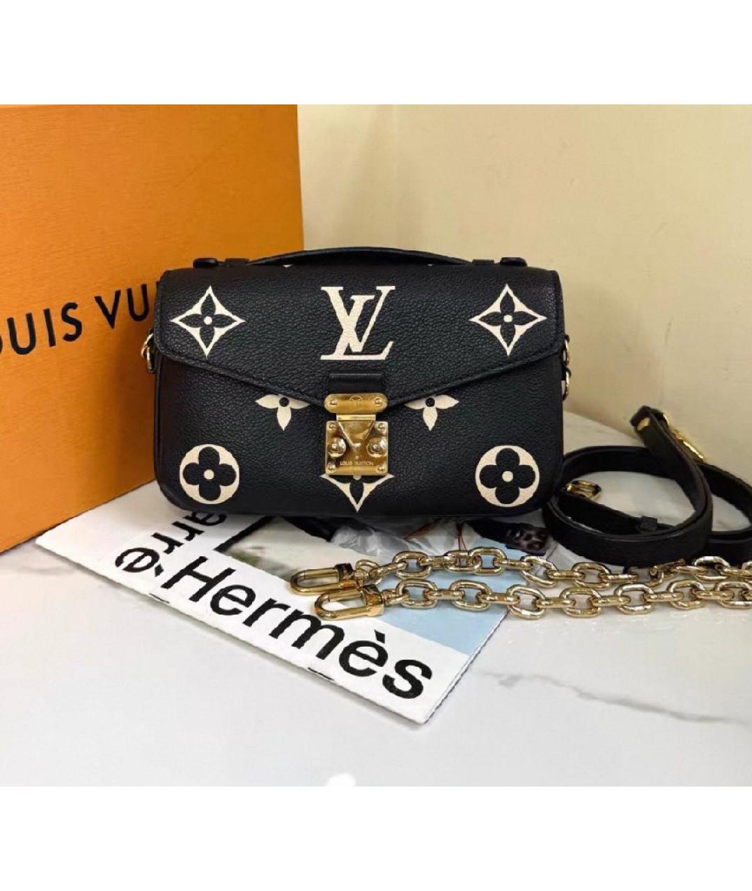 LOUIS VUITTON Черная кожаная сумка с короткими ручками, фото 4