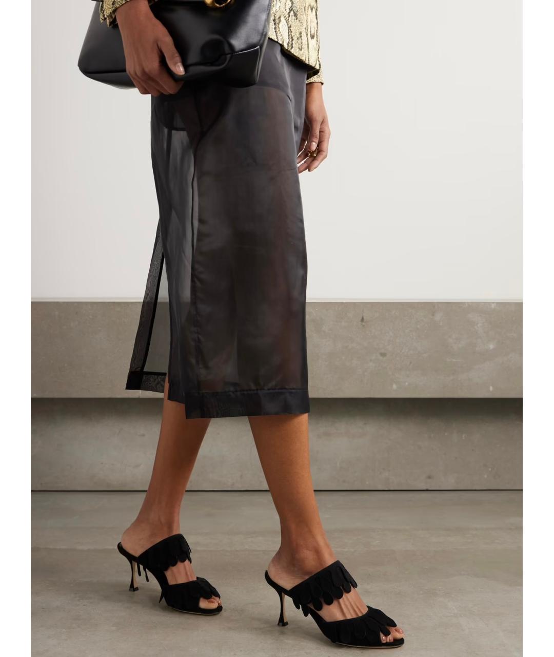 MANOLO BLAHNIK Черные замшевые мюли, фото 2