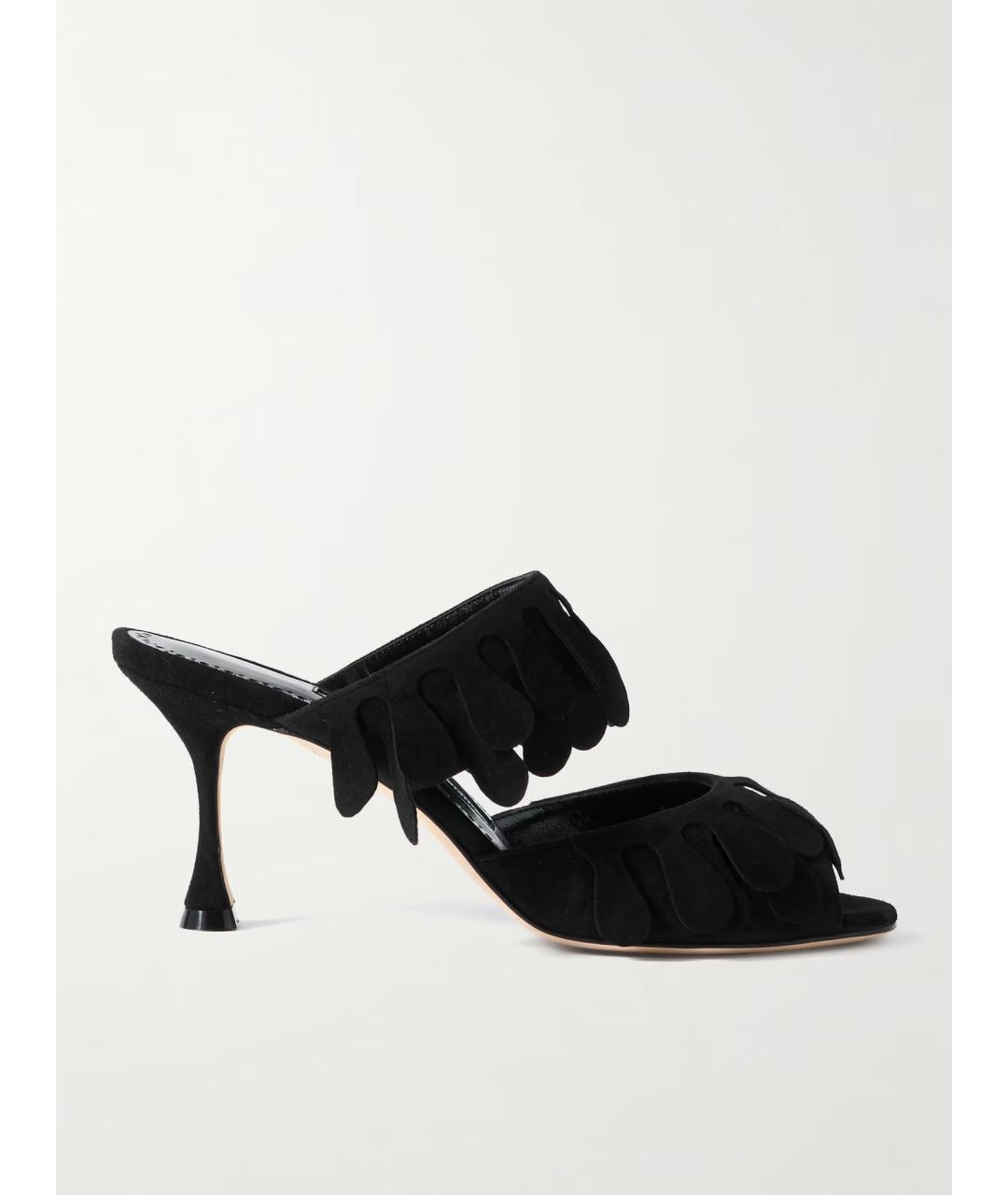 MANOLO BLAHNIK Черные замшевые мюли, фото 5