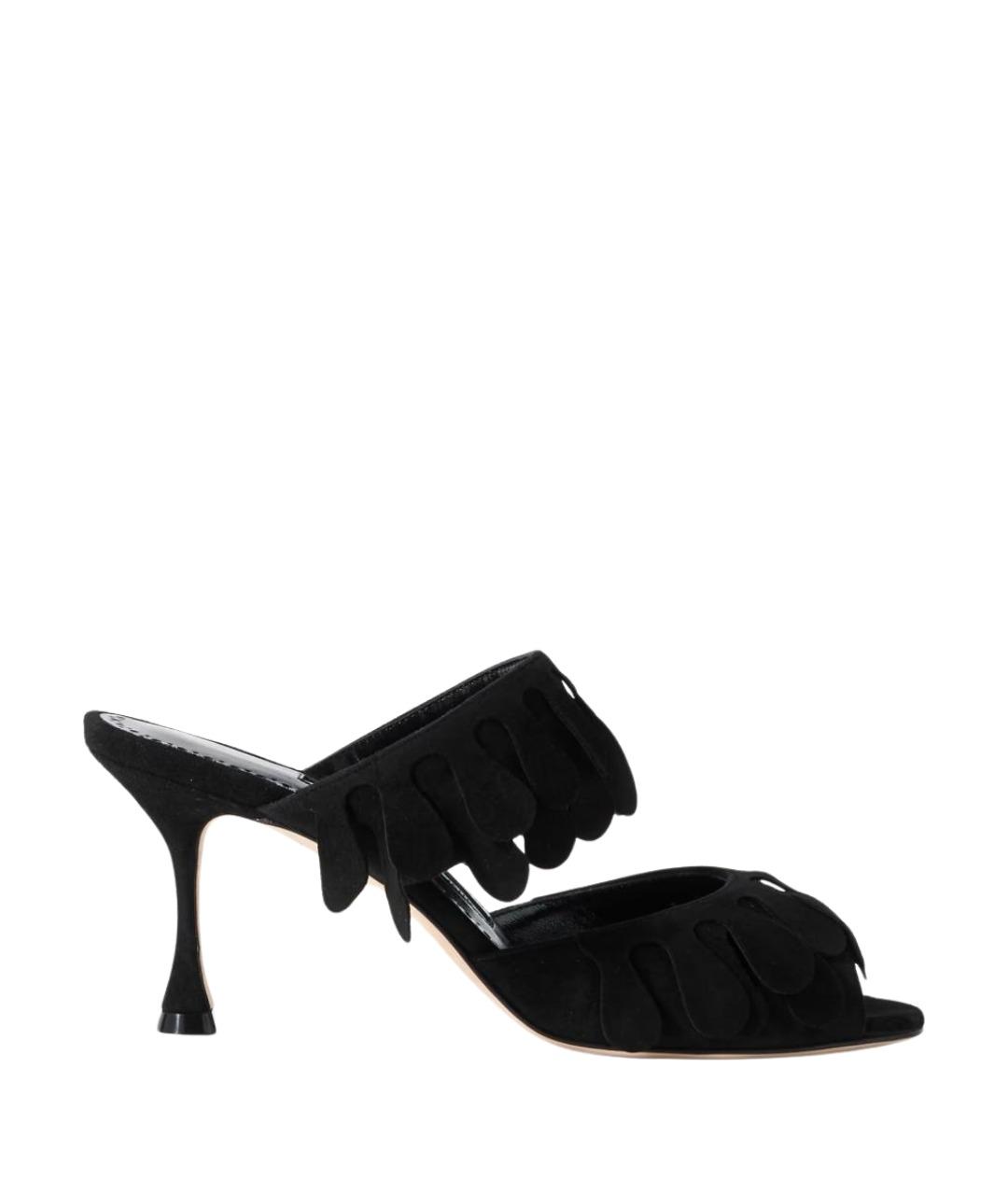 MANOLO BLAHNIK Черные замшевые мюли, фото 1