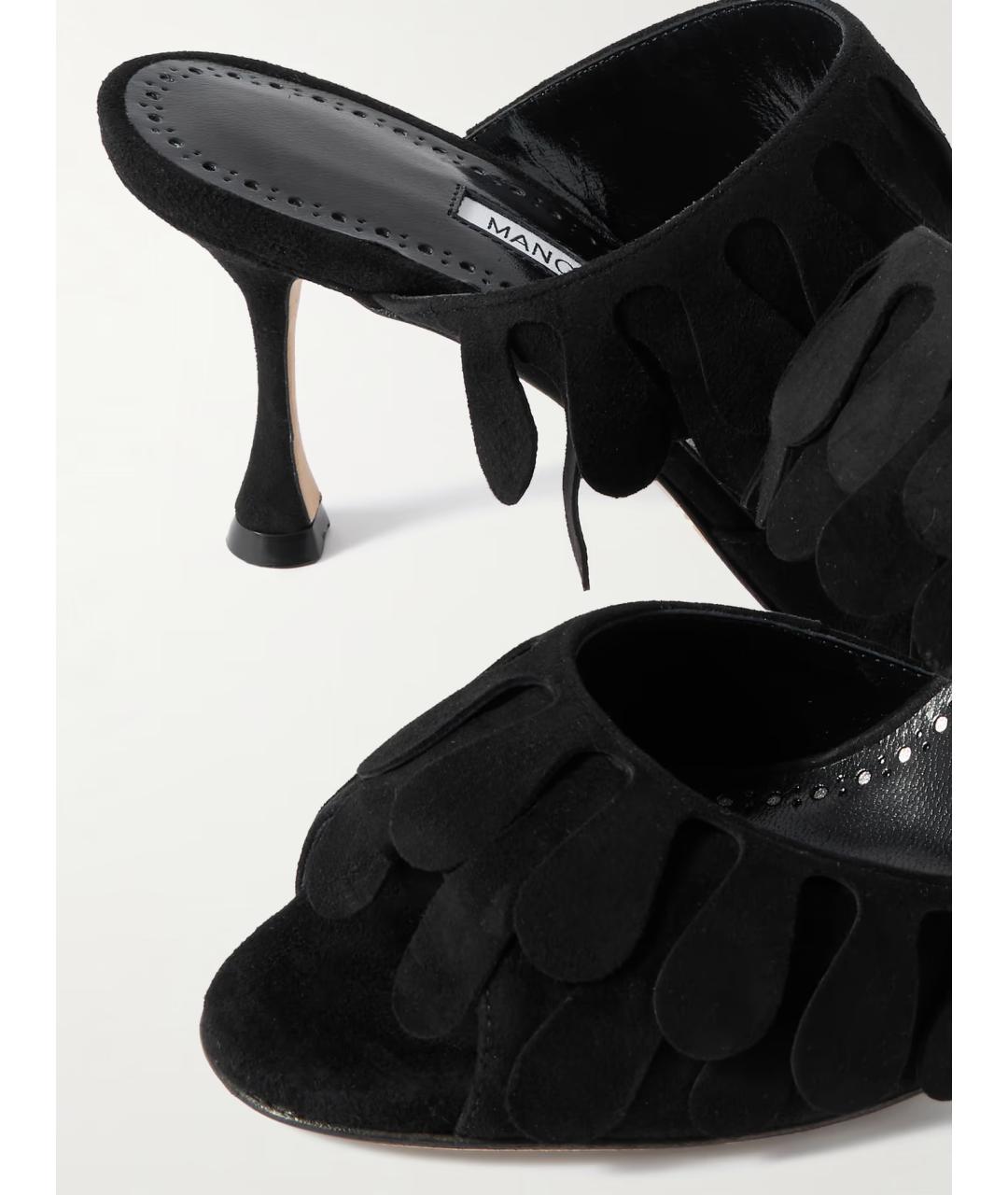 MANOLO BLAHNIK Черные замшевые мюли, фото 4