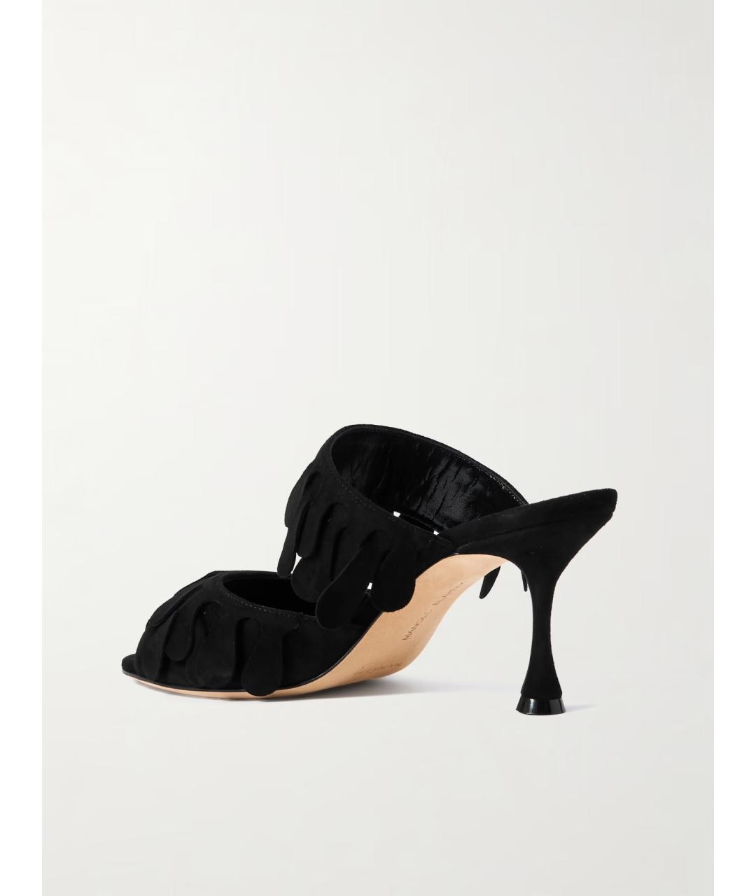 MANOLO BLAHNIK Черные замшевые мюли, фото 3